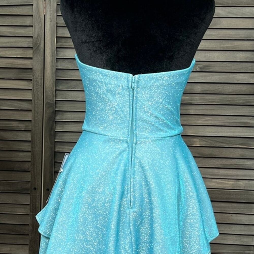 B Darlin Juniors 9/10 Turquoise Sparkle Strapless Homecoming Mini Dress NWT - Picture 8 of 11